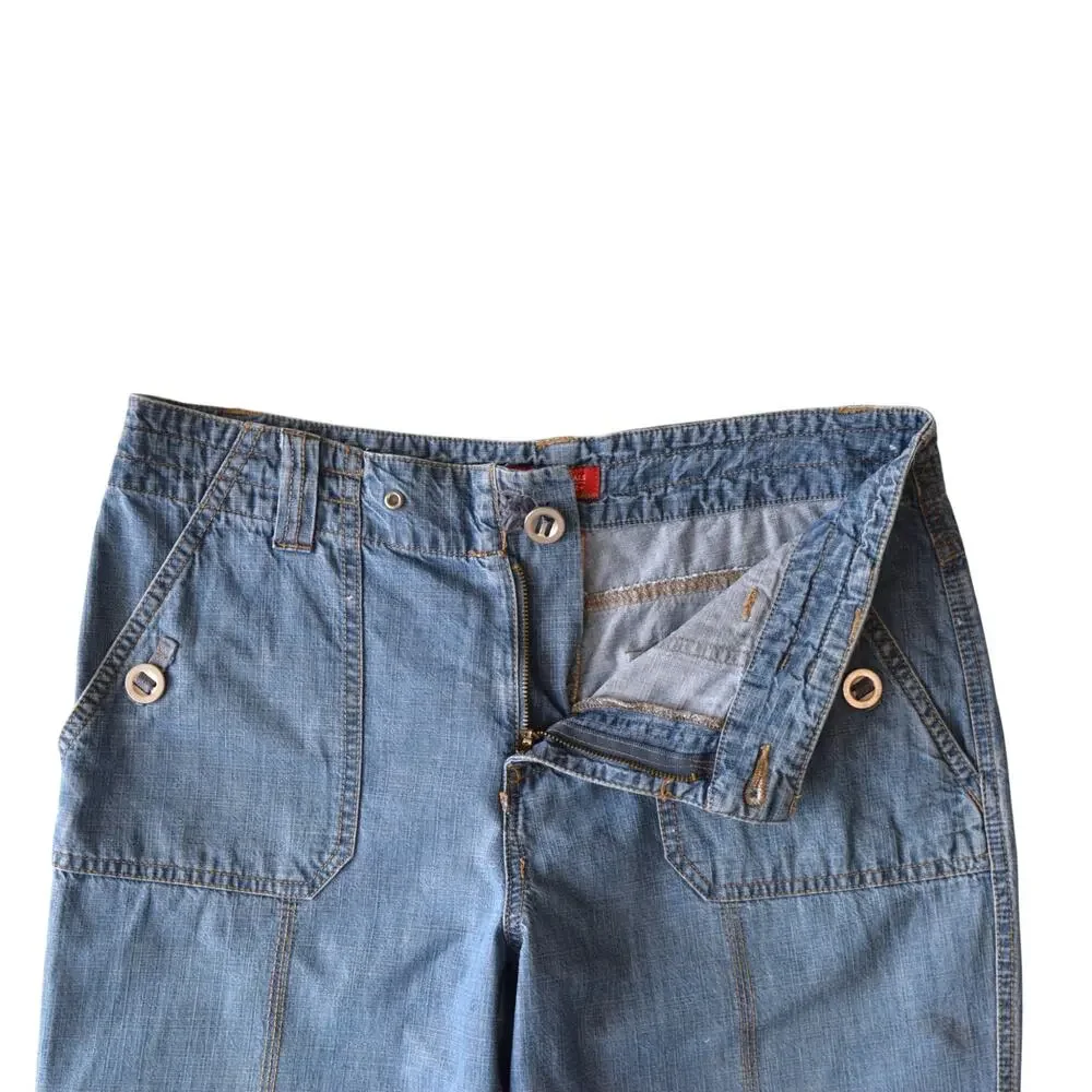 Vintage Faded Glory Y2K Denim Capri Jeans - Size 4 - Drawstring Hem - Picture 3 of 8